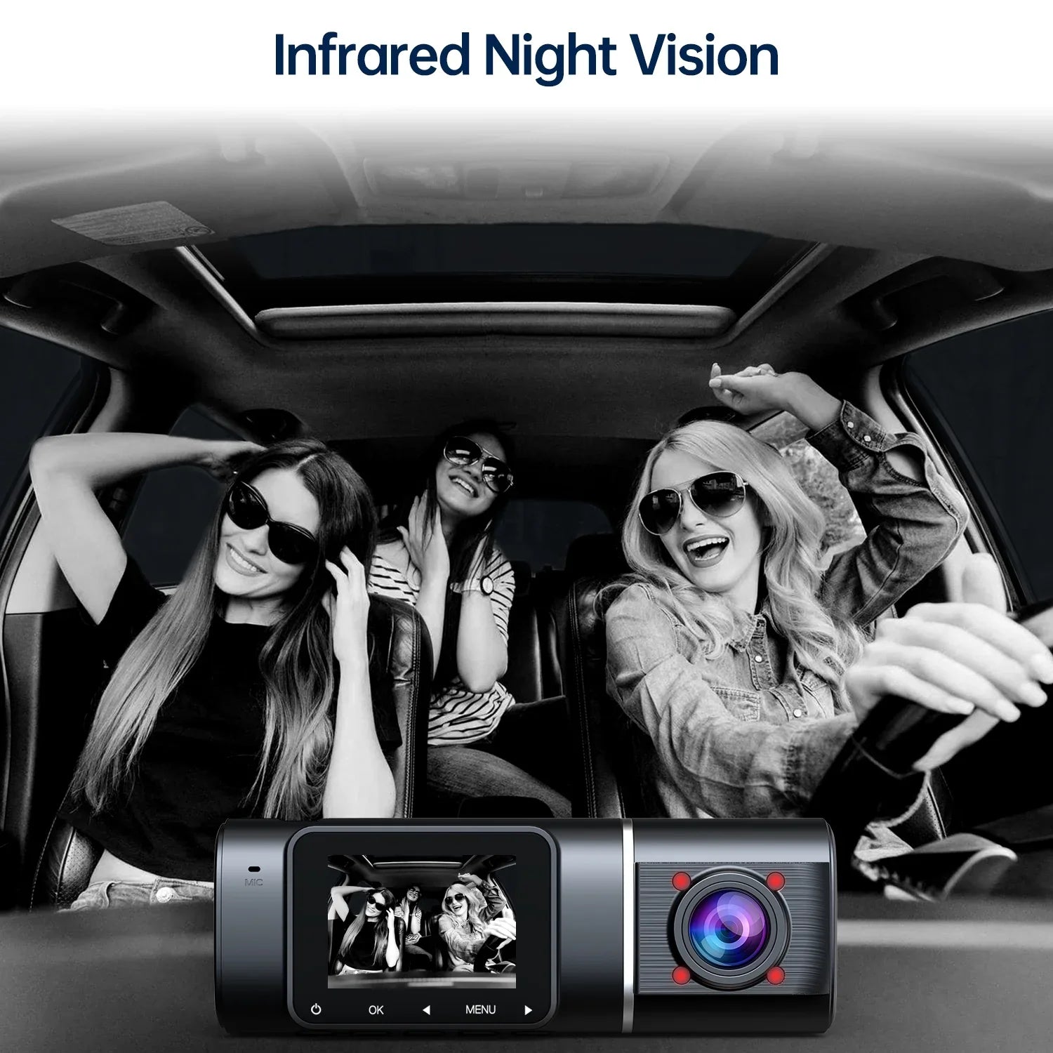 Dual Dash Cam Front and Inside 1080P Dash Camera for Cars  Night Vision Car Camera for Taxi Accident Lock Parking Monitor 2 Mounting Options 64GB  Card