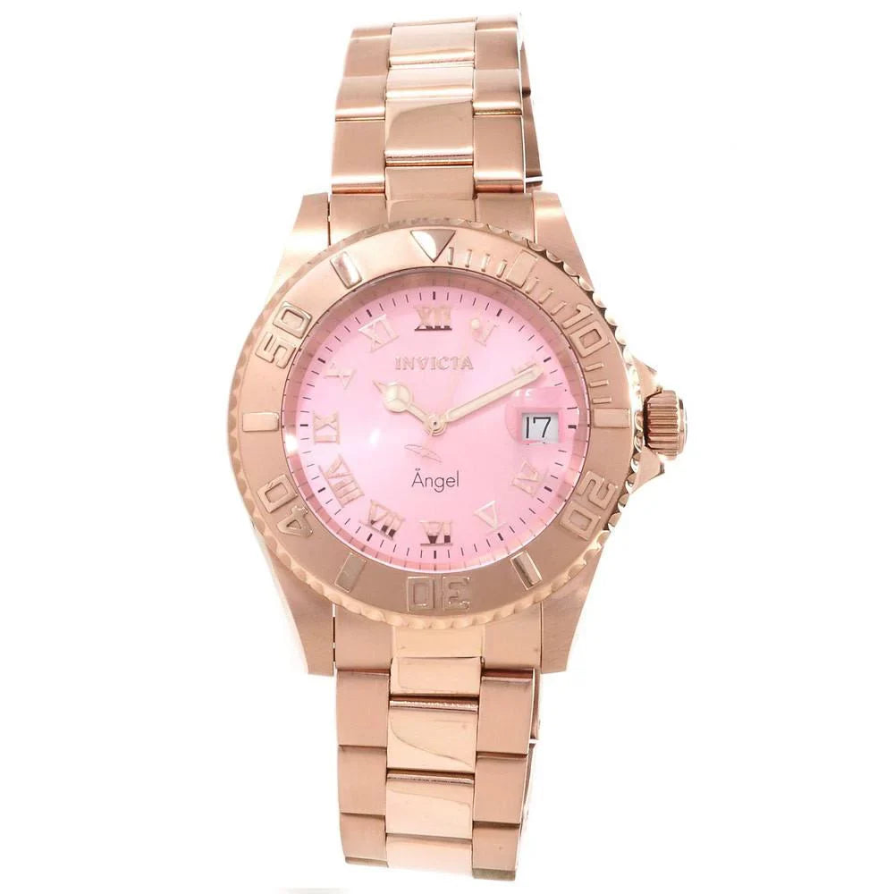Invicta Women's 14369 Angel Pink Dial Rose Gold Bracelet Quartz Dive Watch