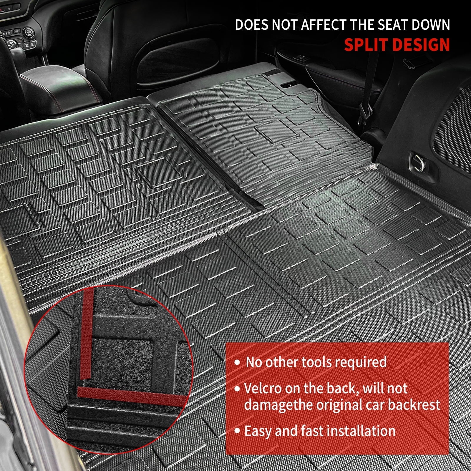 Floor Mats Compatible with 2019-2023 Jeep Cherokee Cargo Liner Trunk Mat  All Weather Back Seat Cover Protector 2022 Cherokee Accessories (Trunk Mat+Backrest Mats+Floor Mats)
