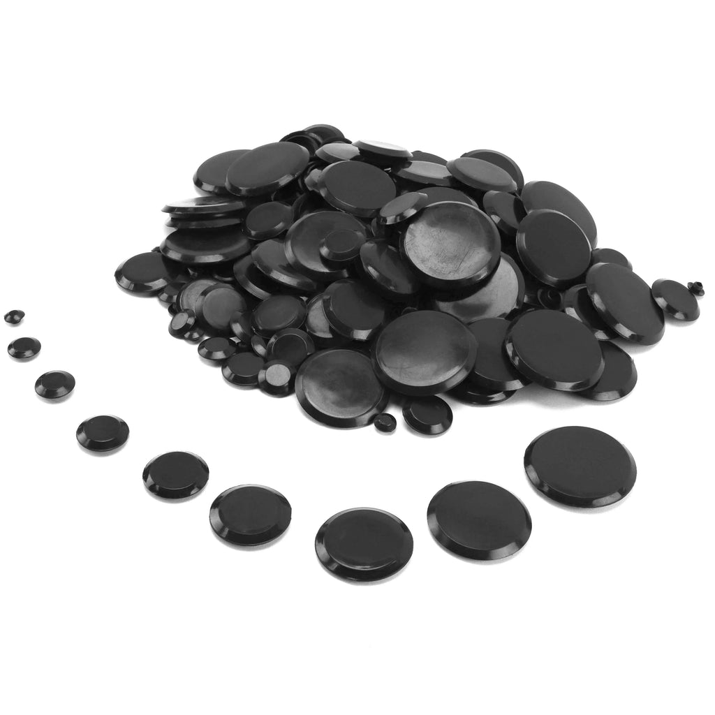 Red Hound Auto 250 Piece Flush Mount Black Hole Plug Assortment for Auto Body and Sheet Metal Assorted Sizes for 1/4, 3/8, 1/2, 3/4, 1, 1-1/4, 1-1/2, 1-3/4 and 2 Inch Holes