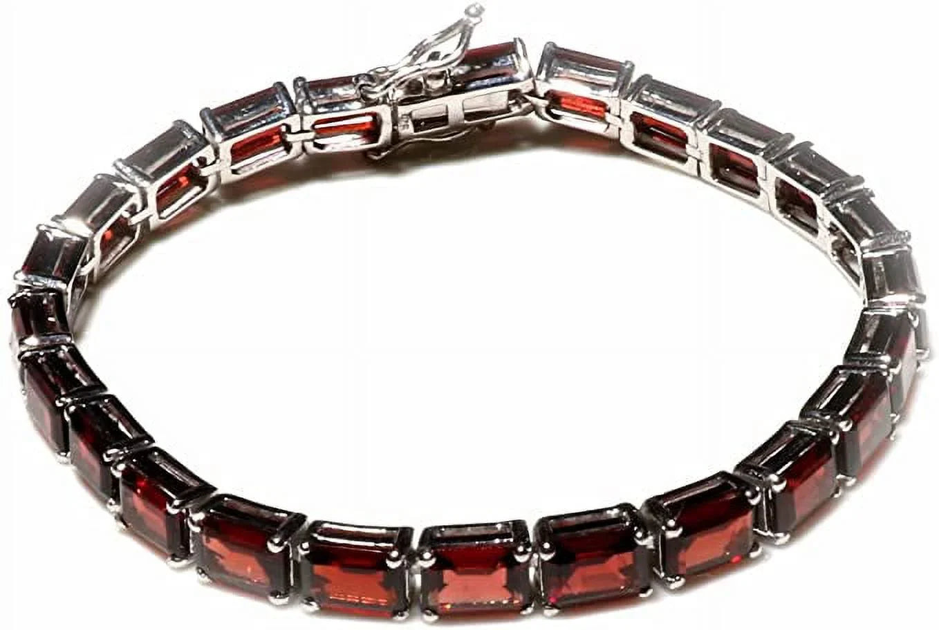 Genuine Mozambique Garnet Gemstone 925 Sterling Silver Tennis Bracelets For Women, Fashion Designer Bracelet Jewelry, 7.5"