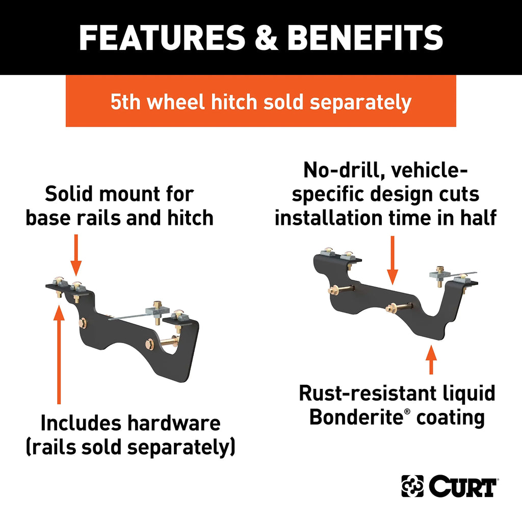 Curt Manufacturing 16431 Custom 5th Wheel Brackets, 19-22 Ford -250/350/450