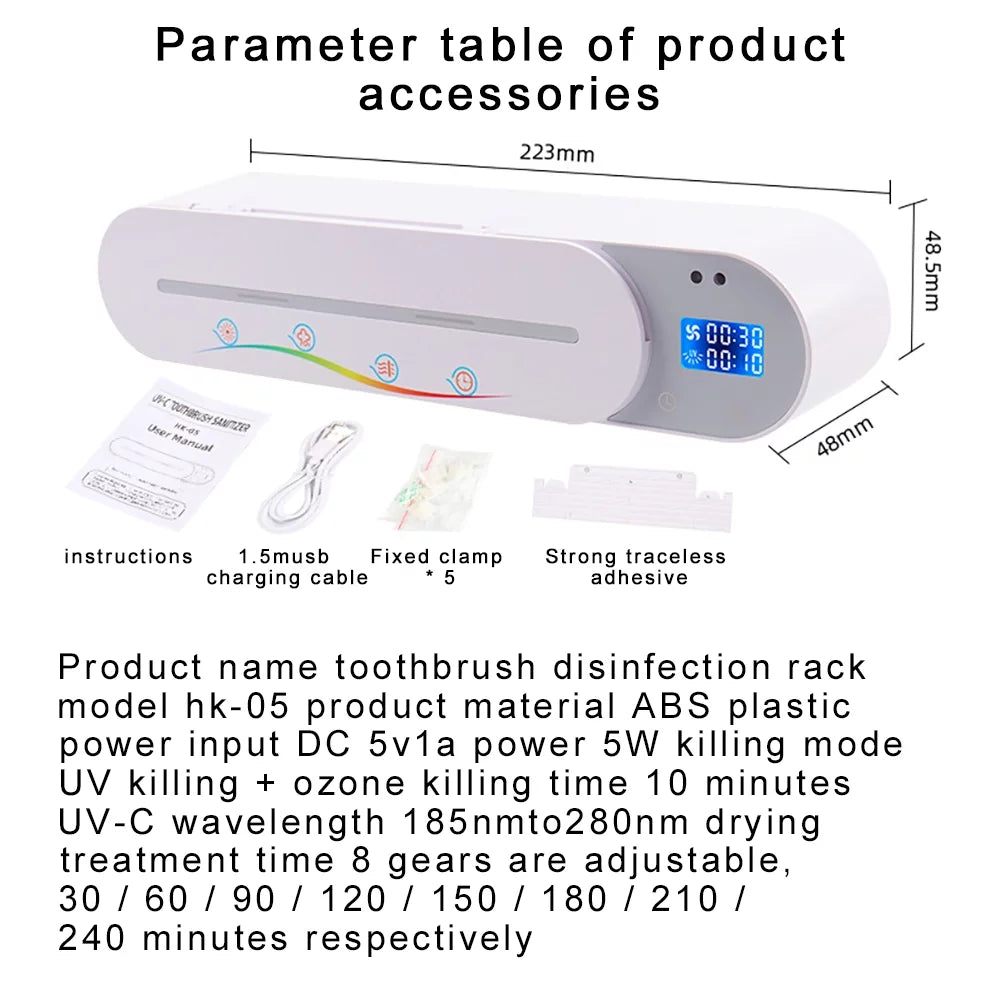Smart Toothbrush Sterilizer with Gesture Induction,  & Ozone, Air-Drying Rack for Hygienic Dental Care