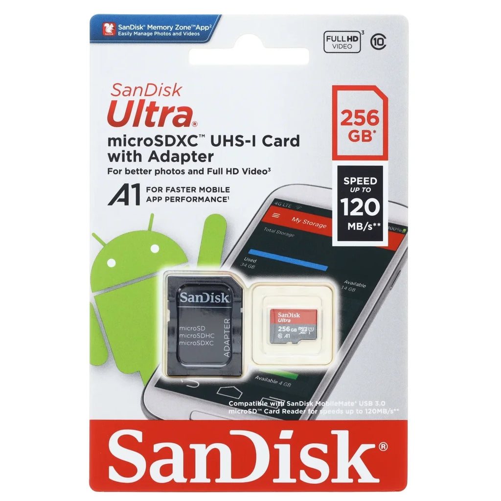 SanDisk Ultra - Flash memory card (microSDXC to  adapter included) - 256  -  / -  / Class10 - microSDXC -