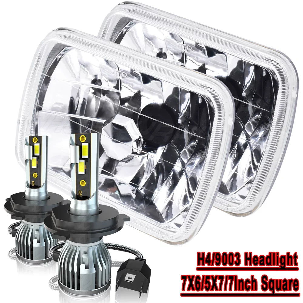 For 1986-1995 Jeep Wrangler  1984-2001 Cherokee  2x 5X7" 7x6"  Headlights