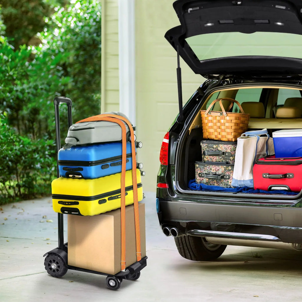 siisll Big Capacity Heavy Duty Folding Hand Truck Luggage Cart for Moving Lightweight Utility Cart for Luggage Folding Cart with Wheels Collapsible Platform Cart for Home, Office and Travel Use. Black