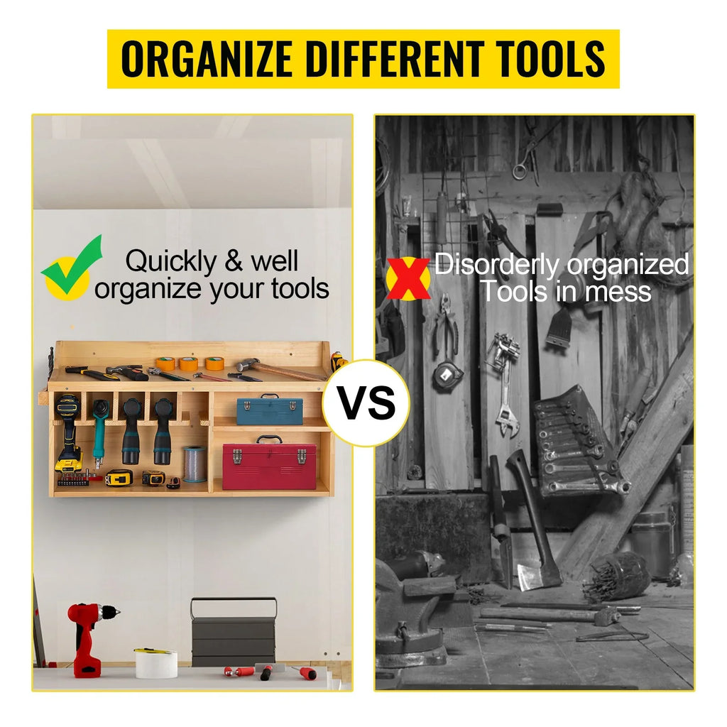 Power Tool Organizer Drill Wall Tool Holder 5 Slots 4-shelf Wall Mounted