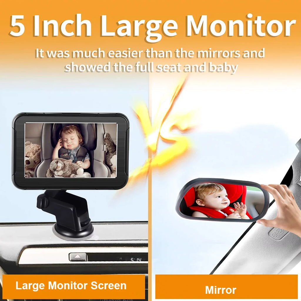 Dcenta Baby Car High Resolution Camera for Rear Facing Seat, 5 Inch Mirror Display, 150° Wide View, Night Vision-Invigilator