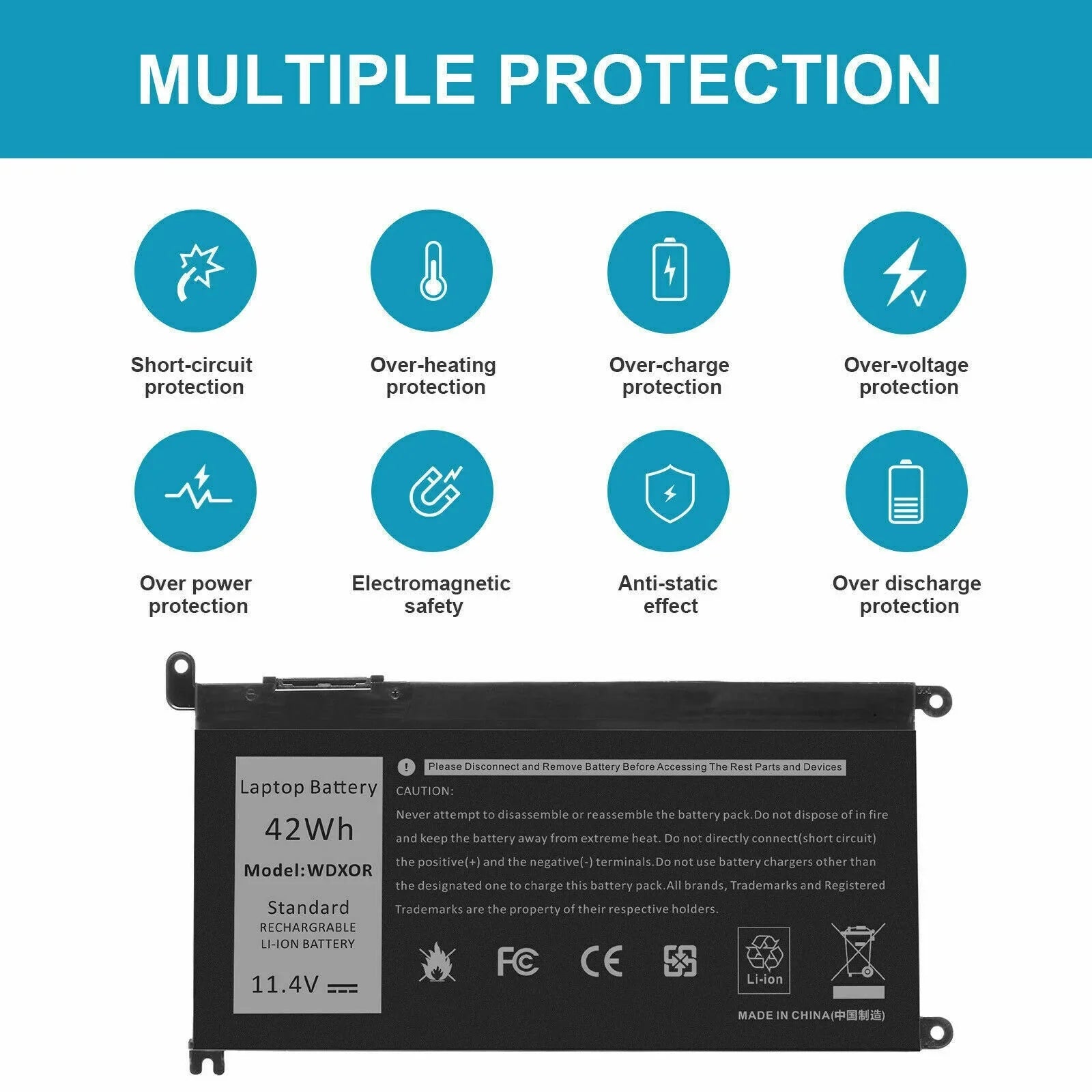 42Wh Battery For  Inspiron 15 5567 5568 13 5368 7368 7569