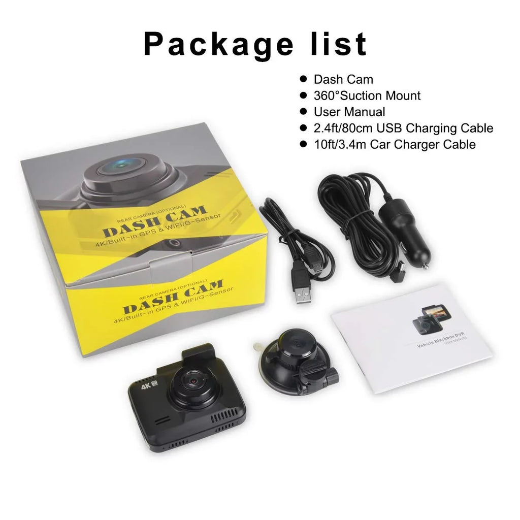 Iseebiz Dash Cam Built-in WiFi , 2160P 24FPS Driving Recorder Car Dashboard Cam, App View, Novatek Chip, , -Sensor, Motion Detect, 150° Wide Angle, Loop Record, Parking Mode