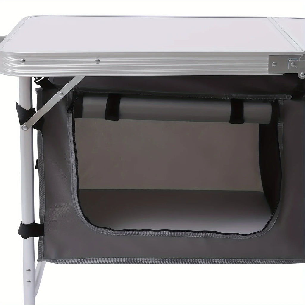 Folding Camping Table with Storage Compartment Lightweight Camp Kitchen Table Height Adjustable Indoor Outdoor Table Perfect for Tailgating Backyards  Picnic