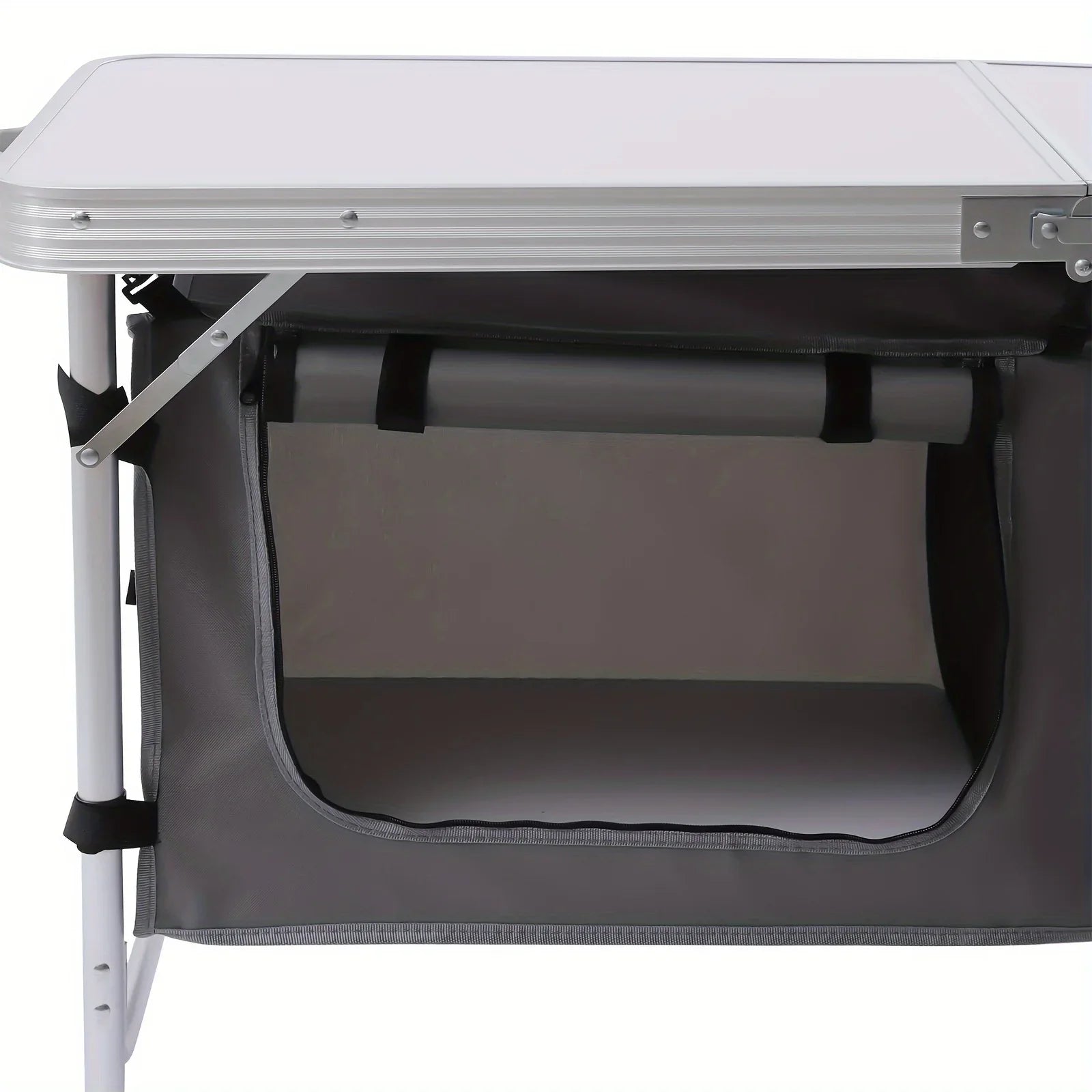 Folding Camping Table with Storage Compartment Lightweight Camp Kitchen Table Height Adjustable Indoor Outdoor Table Perfect for Tailgating Backyards  Picnic
