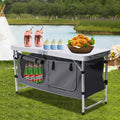 Folding Camping Table with Storage Compartment Lightweight Camp Kitchen Table Height Adjustable Indoor Outdoor Table Perfect for Tailgating Backyards  Picnic
