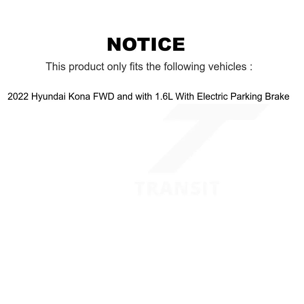 Transit Auto - Front Rear Ceramic Pads And Disc Brake Rotors Kit For 2022 Hyundai Kona  with 1.6L With Electric Parking -107202