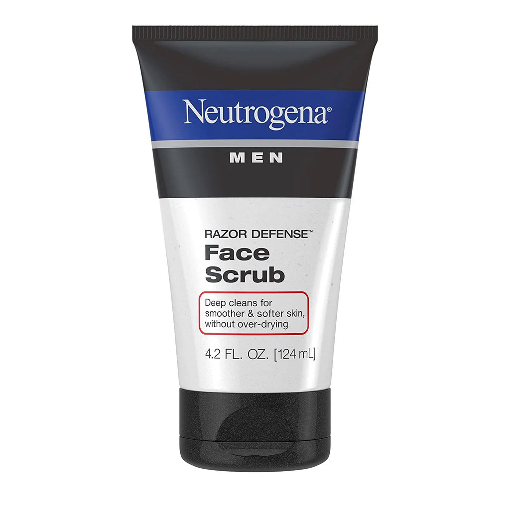 (4-Pack) Neutrogena Men Exfoliating Razor Defense Daily Shave Face Scrub, Conditioning Facial Cleanser for Smoother Skin And Less Razor Irritation, Dye-Free, 4.2 fl. oz