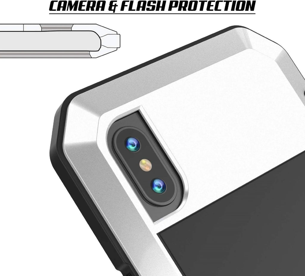Gorilla Glass Aluminum Metal iPhone 7 Plus Case (White) Heavy Duty Military Grade Shockproof and Scratch Resistant Protection, Rugged Outdoor Travel