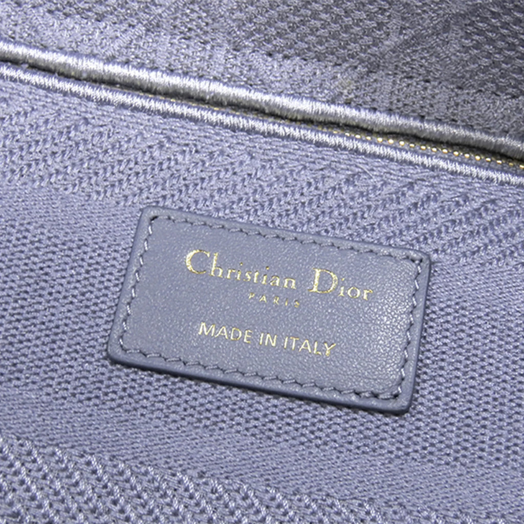 Pre-Owned Authenticated Dior Medium Lady -Lite Cotton Fabric Purple Satchel Women (Good)