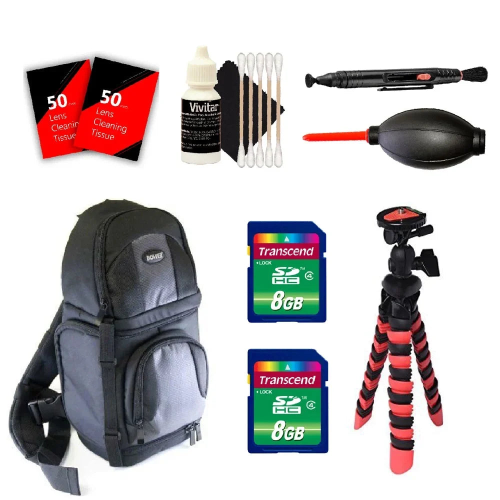 BackPack, Flexible Tripod, Cleaning Accessories, and Memory Cards For Sony Alpha        And All Sony Digital Cameras