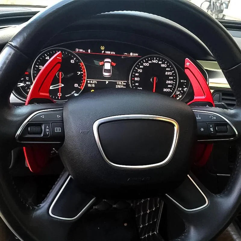 Xotic Tech Steering Wheel Paddle Shifter Cover Trim,  Aluminum Alloy, Compatible With Audi                   (Red)