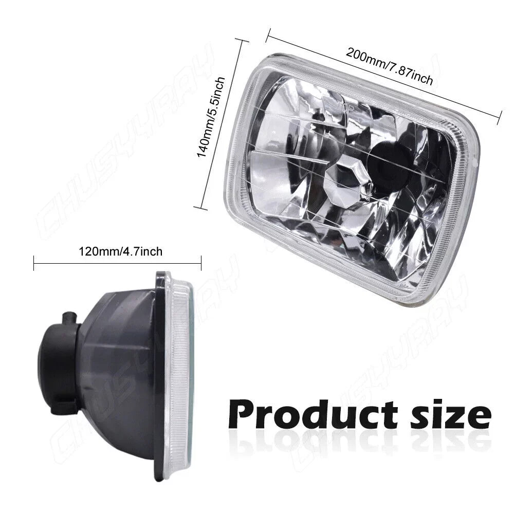 For 1986-1995 Jeep Wrangler  1984-2001 Cherokee  2x 5X7" 7x6"  Headlights