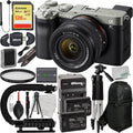 Sony Alpha a7C Mirrorless Digital Camera with 28-60mm Lens (Silver) + 128GB Extreme , 2x Replacement Batteries, Lightweight 57” Tripod & Much More (26pc Bundle)