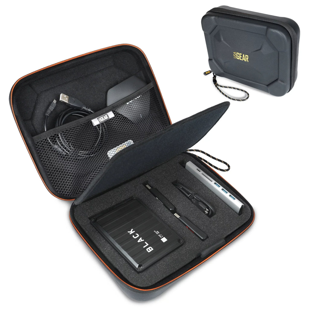 External Hard Drive Case,  Foam Hard Shell, Customizable Foam Interior - Black