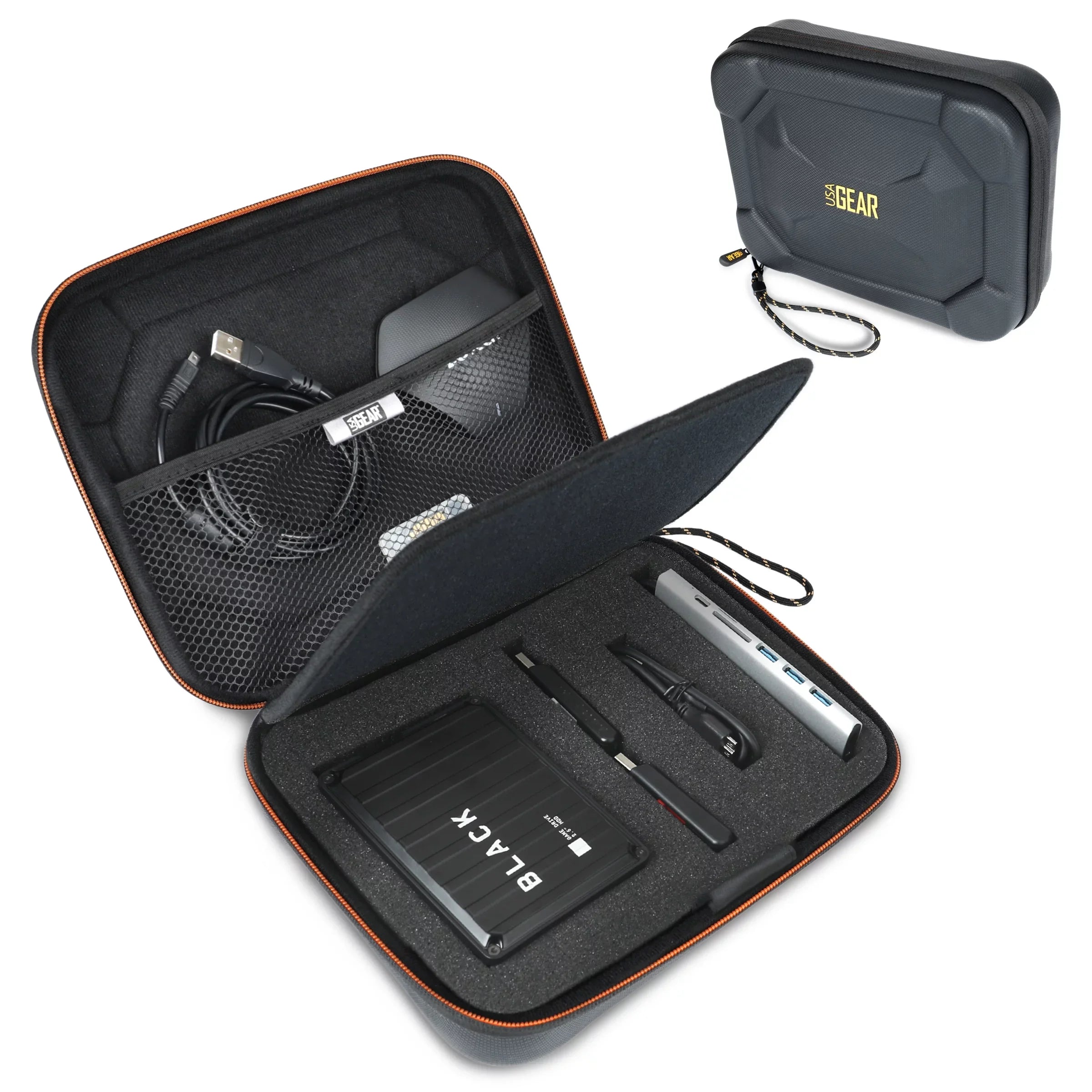 External Hard Drive Case,  Foam Hard Shell, Customizable Foam Interior - Black
