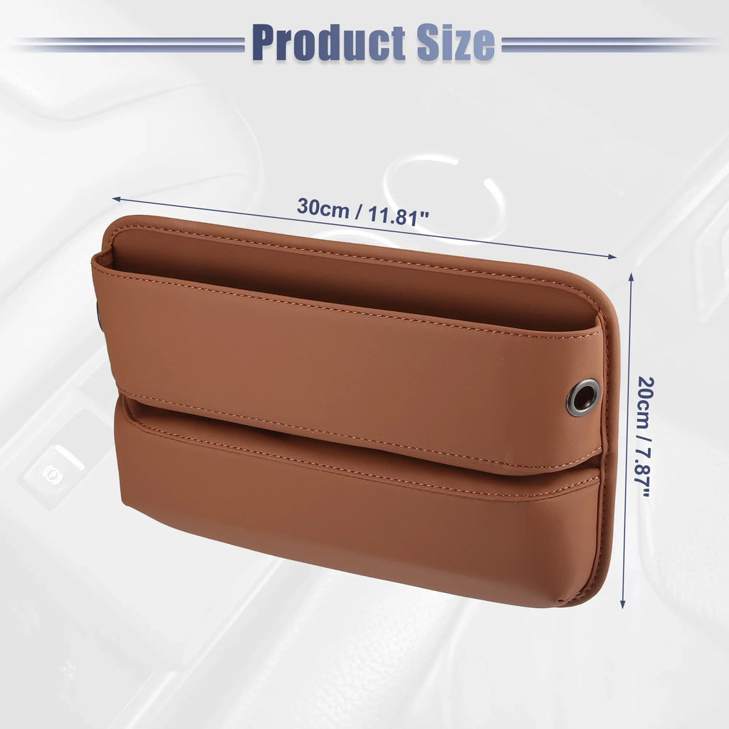 2pcs Car Seat Gap Filler Multi-function Car Seat Organizer Console Side Pocket Storage Box Brown