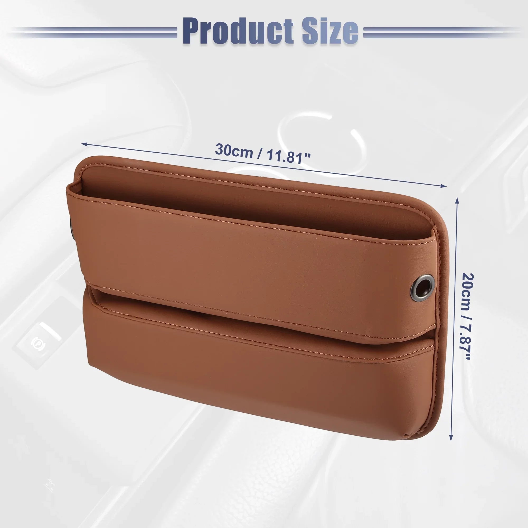 2pcs Car Seat Gap Filler Multi-function Car Seat Organizer Console Side Pocket Storage Box Brown