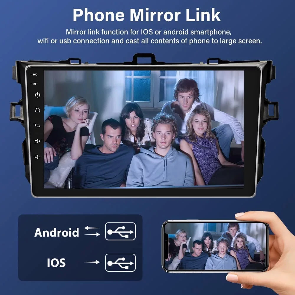 Android Car Stereo for Toyota Corolla 2006 2007 2008 2009 2010 2011 2012, 9 Inch Car Radio with  Navigation Touch Screen Android Head Unit Built-in Bluetooth//WiFi + Backup Camera 2GB 32GB