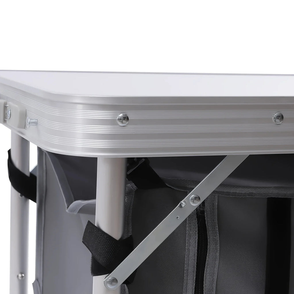 Folding Camping Table with Storage Compartment Lightweight Camp Kitchen Table Height Adjustable Indoor Outdoor Table Perfect for Tailgating Backyards  Picnic