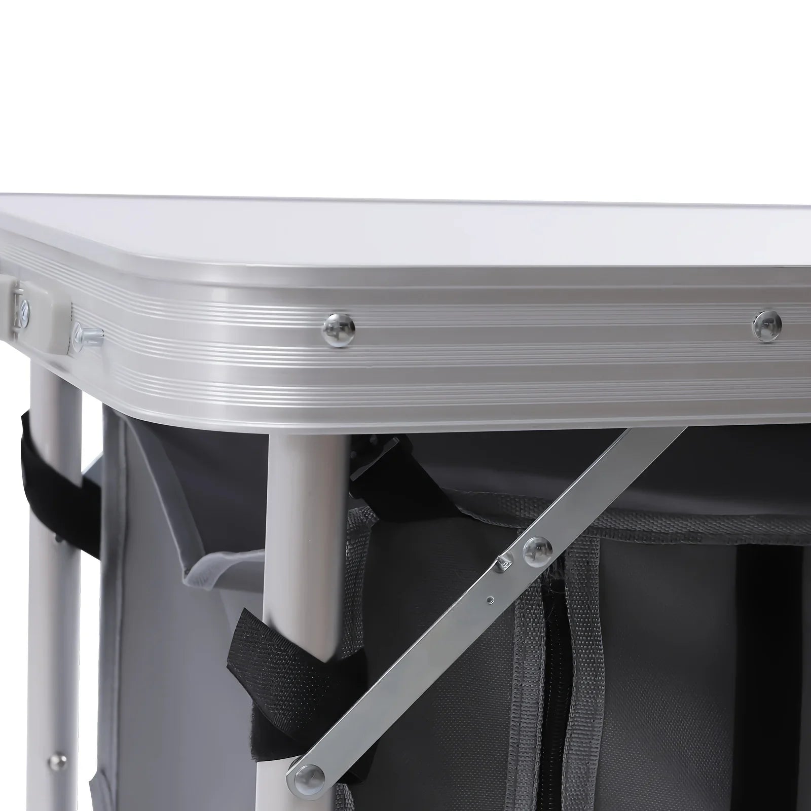 Folding Camping Table with Storage Compartment Lightweight Camp Kitchen Table Height Adjustable Indoor Outdoor Table Perfect for Tailgating Backyards  Picnic