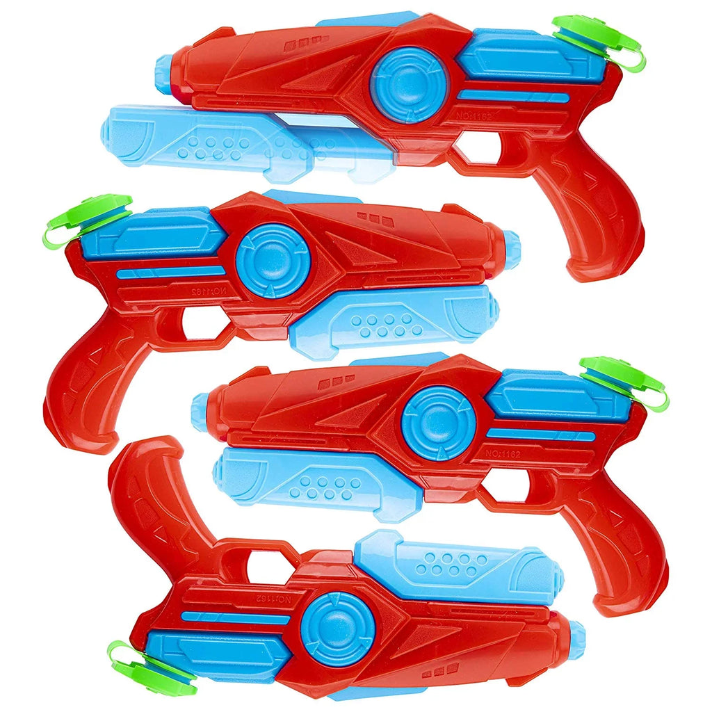 Prextex Red Plastic Water Shooter Blaster Squirt Guns, 4 Pack Girls and Boys