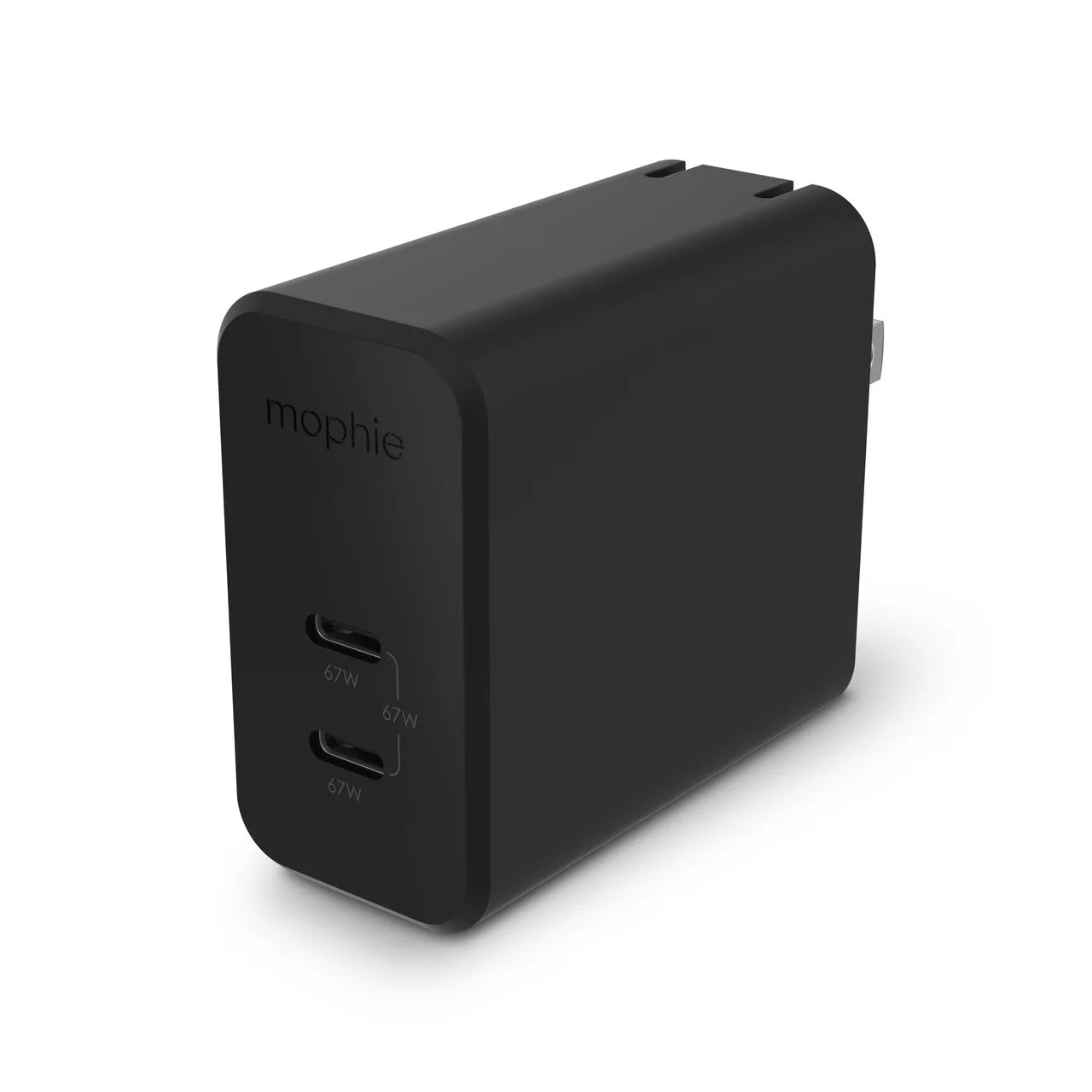 mophie   Charger GaN 67W, 3-Port Fast Compact Foldable Wall Charger for MacBook Pro/Air, iPad Pro, Galaxy /,  Spectre, Note20/10+, iPhone 14/13/12 Pro, Pixel, and More - Black