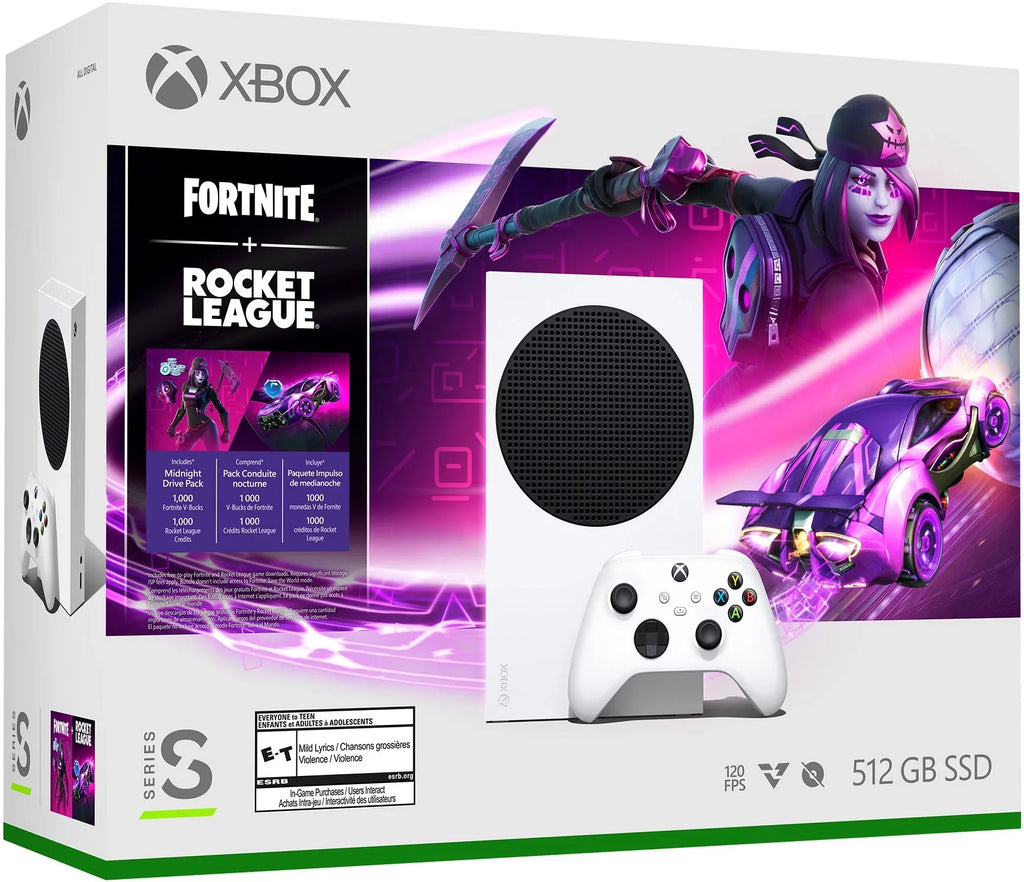 Microsoft Xbox Series  Fortnite & Rocket League Midnight Drive Pack Bundle with Overwatch 2 Waypoint Pack