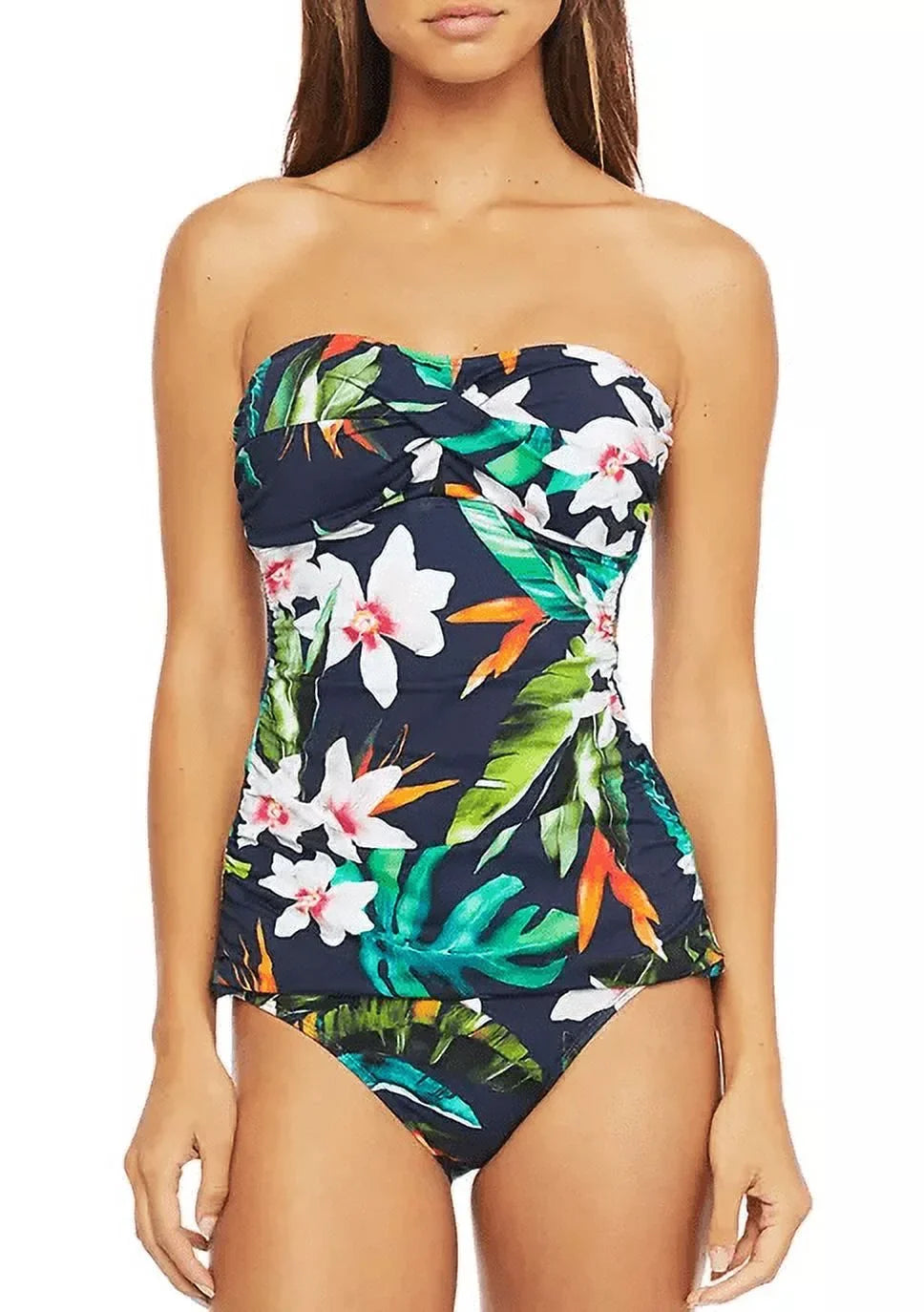 Lauren Ralph Lauren  Watercolor Tropical Print Tankini Swim Top,  16