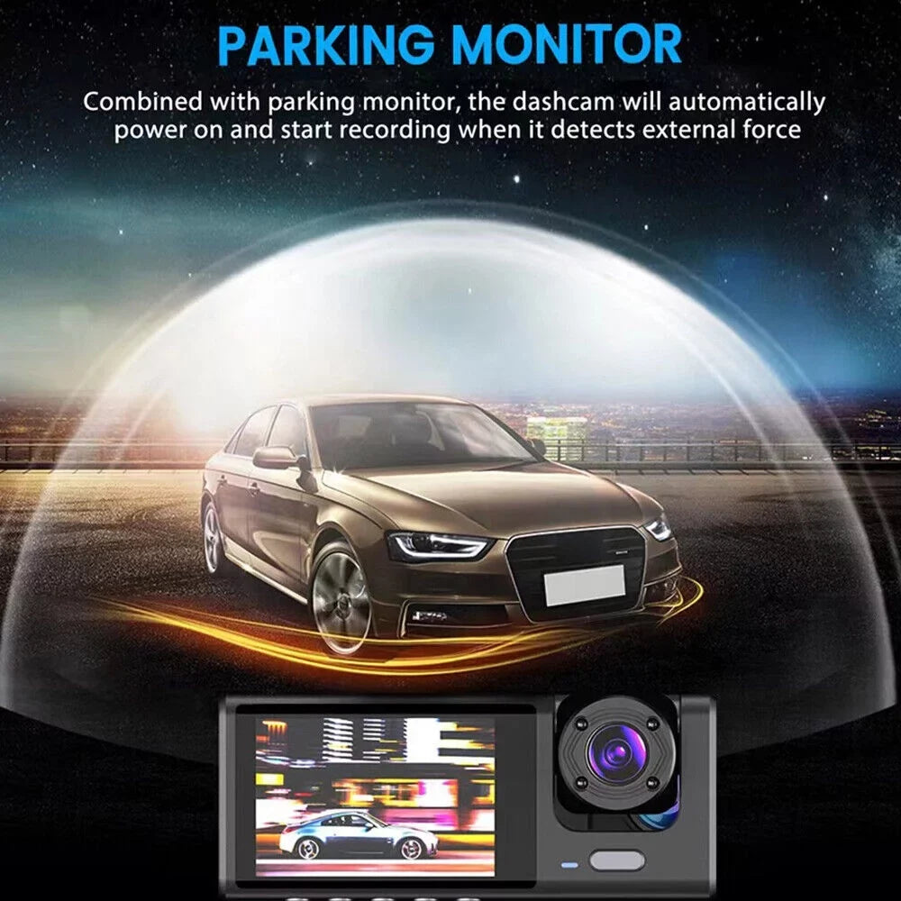 Kqiang  1080P Car Dual Lens Dash Cam Front/Rear/Inside Video Recorder Camera -sensor