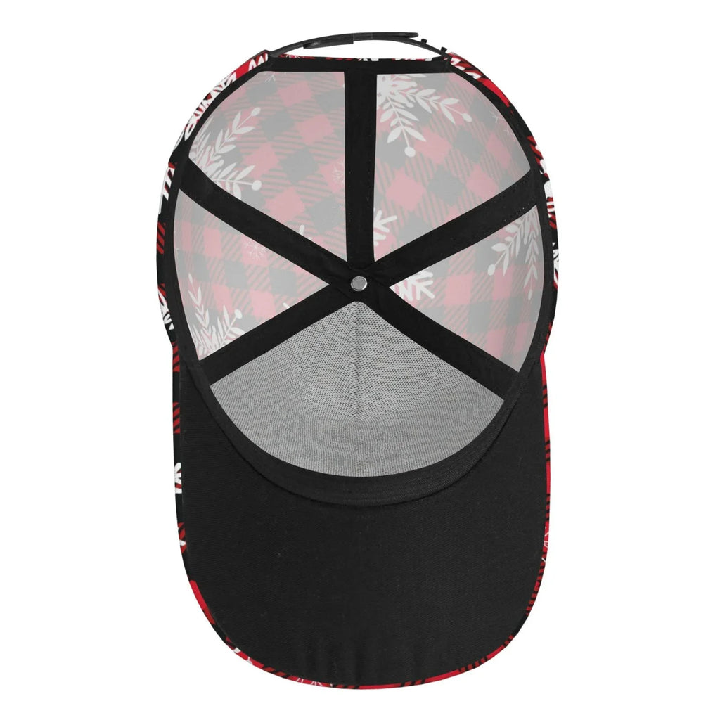 Balery Baseball Cap Adjustable Size for Running Workouts and Outdoor Activities All Seasons Dad Hat(Snowflakes On  Buffalo Plaid)