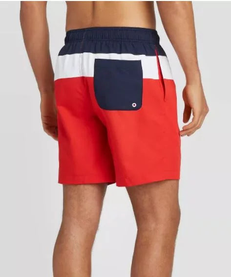 Speedo Men's 8" Colorblock Swim Shorts - Navy/White/Red- XXlarge