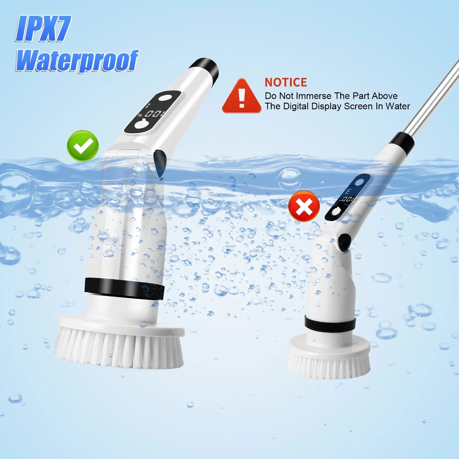 Electric Spin Scrubber,  Cordless Cleaning Brush with 8 Brush Heads,Shower Scrubber with Long Handle Household Cleaning Brushes for Bathroom Tub Tile Kitchen Floor Car