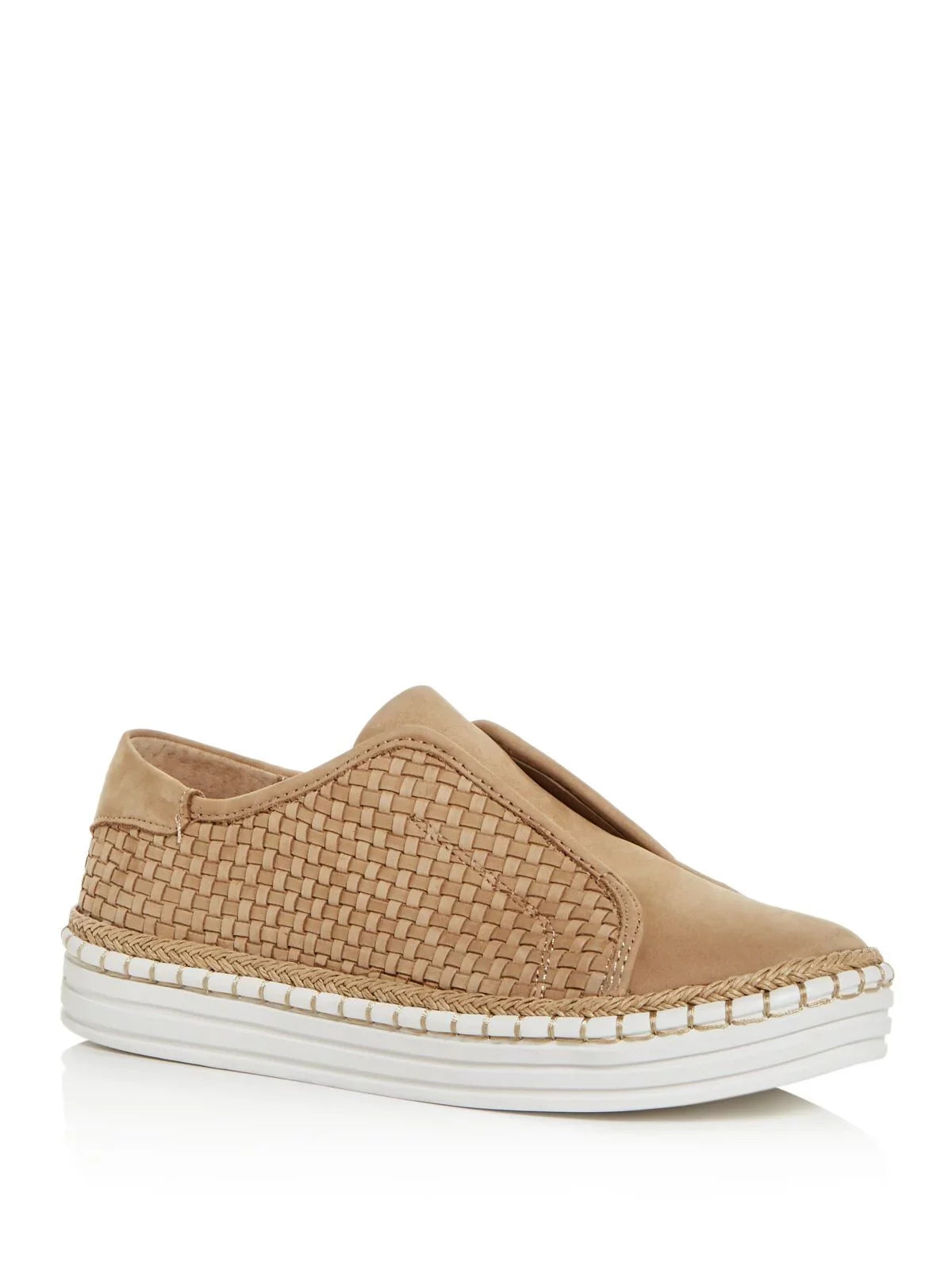 Womens Gold Padded Logo Hardware Woven Goring Kayla Round Toe Platform Slip On Leather Sneakers Shoes 10