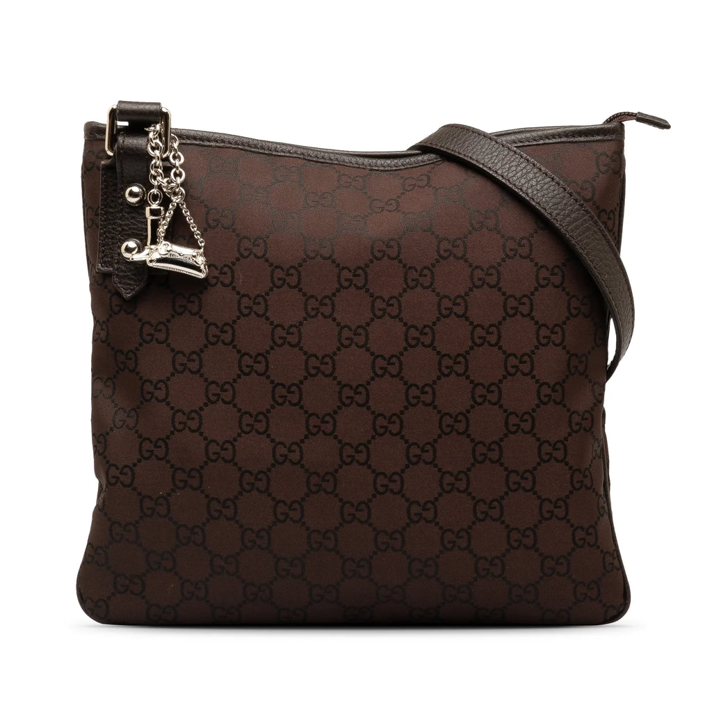 Pre-Owned Authenticated Gucci  Jolicoeur Crossbody Nylon Fabric Brown Crossbody Bag Unisex (Good)