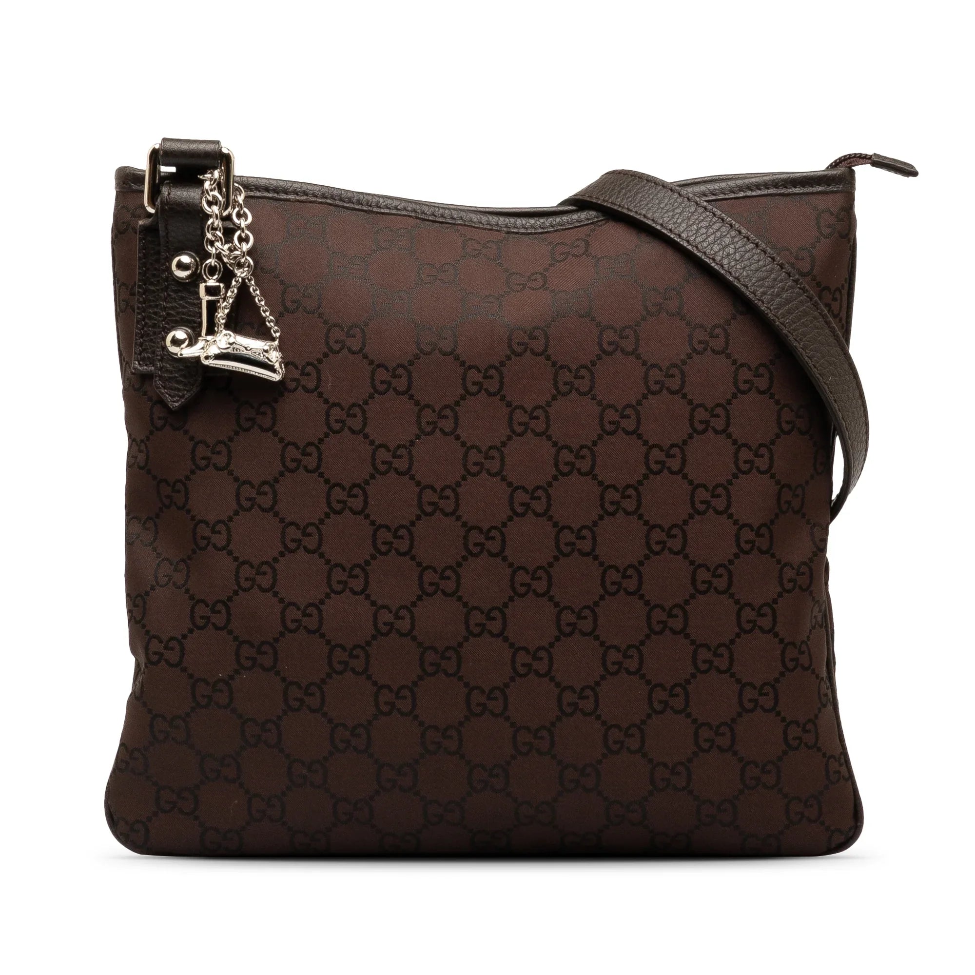 Pre-Owned Authenticated Gucci  Jolicoeur Crossbody Nylon Fabric Brown Crossbody Bag Unisex (Good)