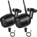 Security Cameras, 2 Pack 1080P WiFi Full Metal Case Cameras for Home Security Outdoor Waterproof Bullet Camera Two-Way Audio, Motion Detection Alert,  Card Cloud, Compatible with Alexa