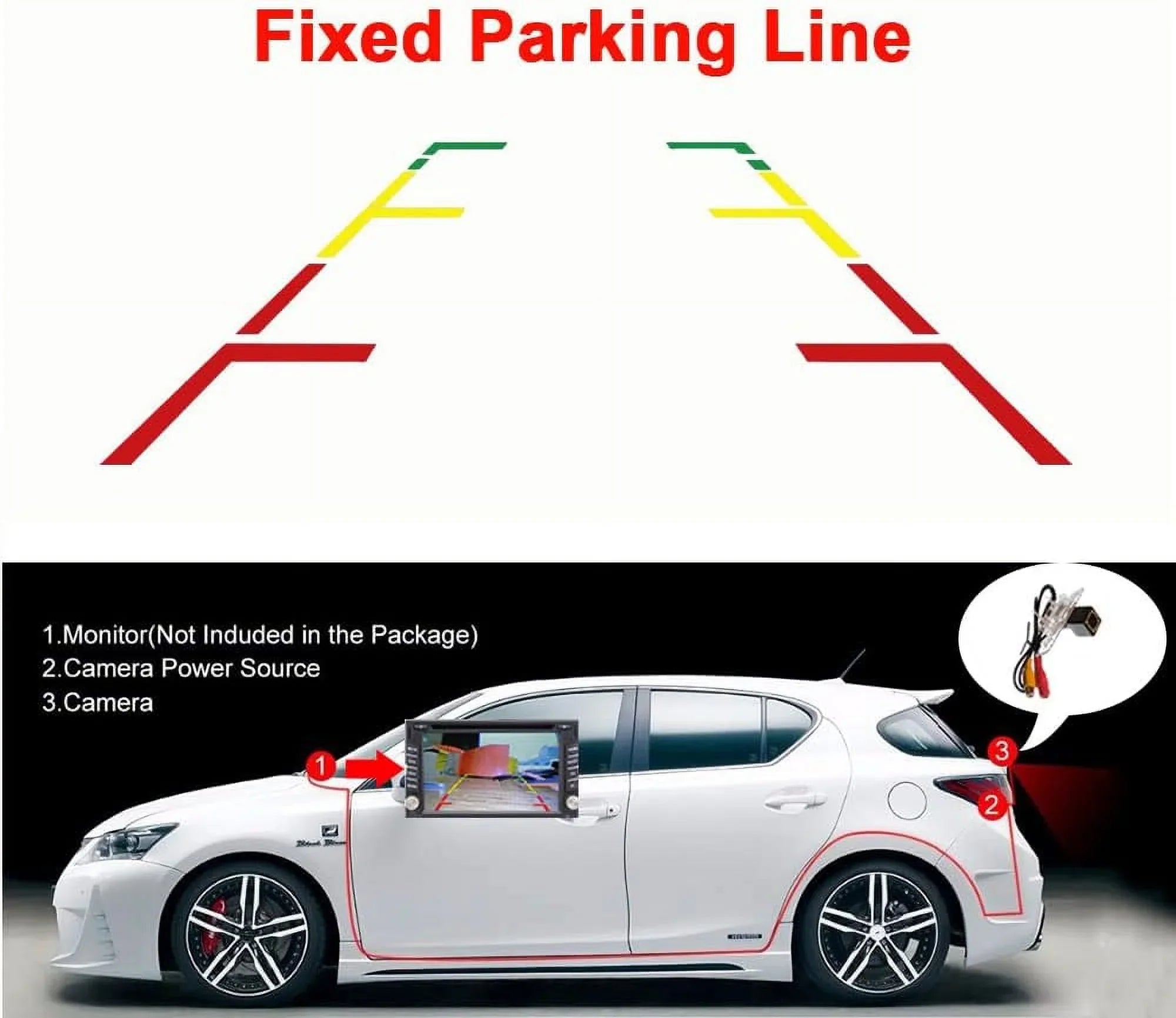 Vlicevrn  Fisheye Vehicle Car Rear View Camera Fixed Parking Line Night Vision Backup Parking Camera for Nissan Versa