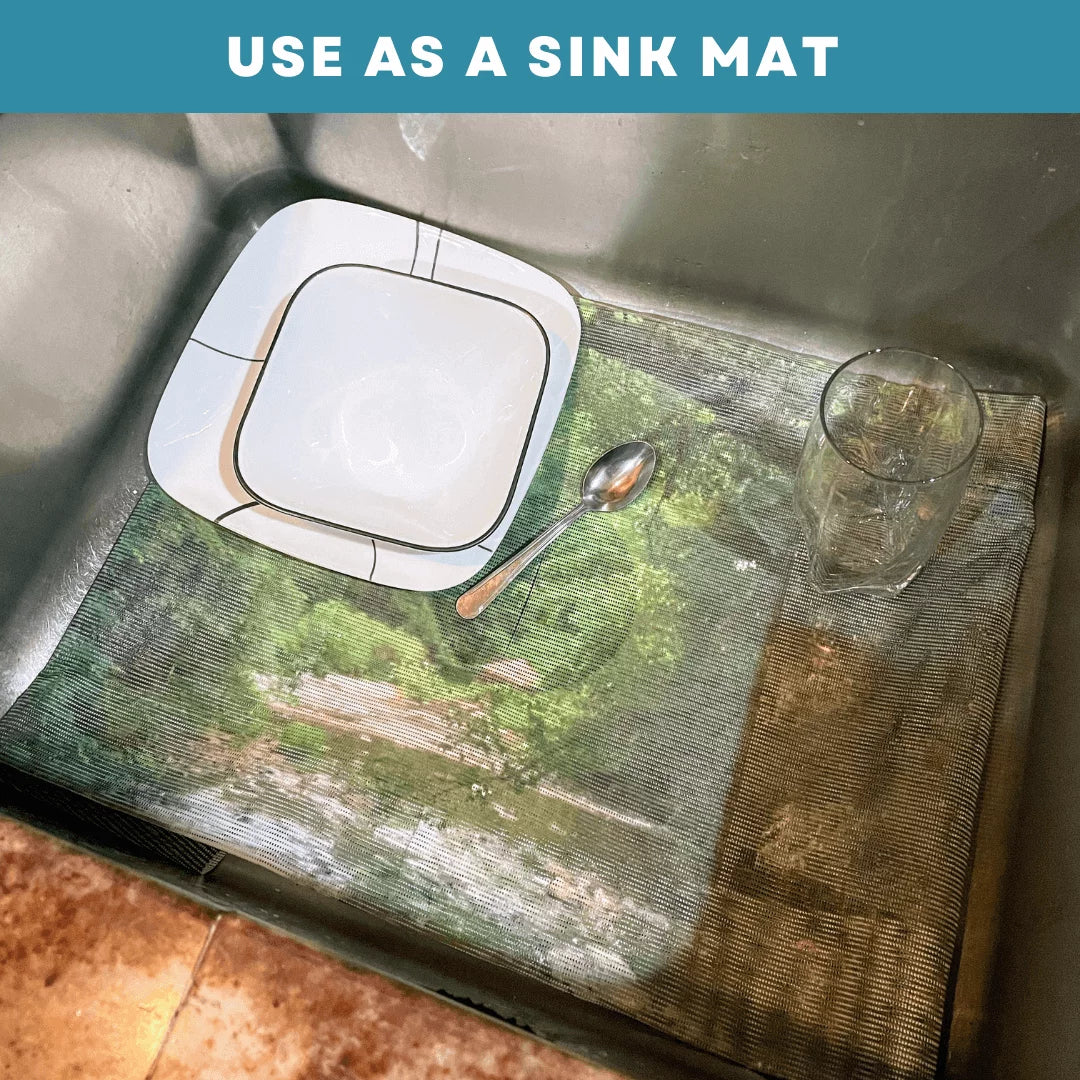 Sink Out of Sight- Home Décor Kitchen Sink Cover, Hot/Cold Liquids and Debris Pass Through Cover, 2 Adjustable Sizes. Design: Cheerful Daisies Size: Double Sink 39.5" x 20" -