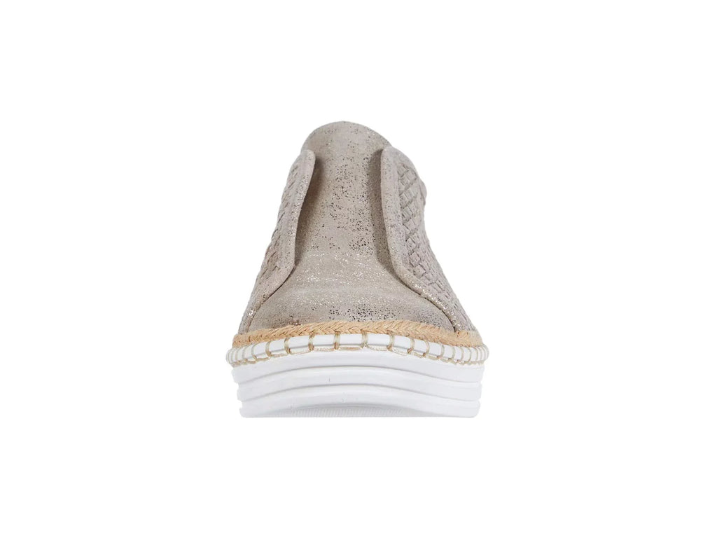 Womens Gold Padded Logo Hardware Woven Goring Kayla Round Toe Platform Slip On Leather Sneakers Shoes 10