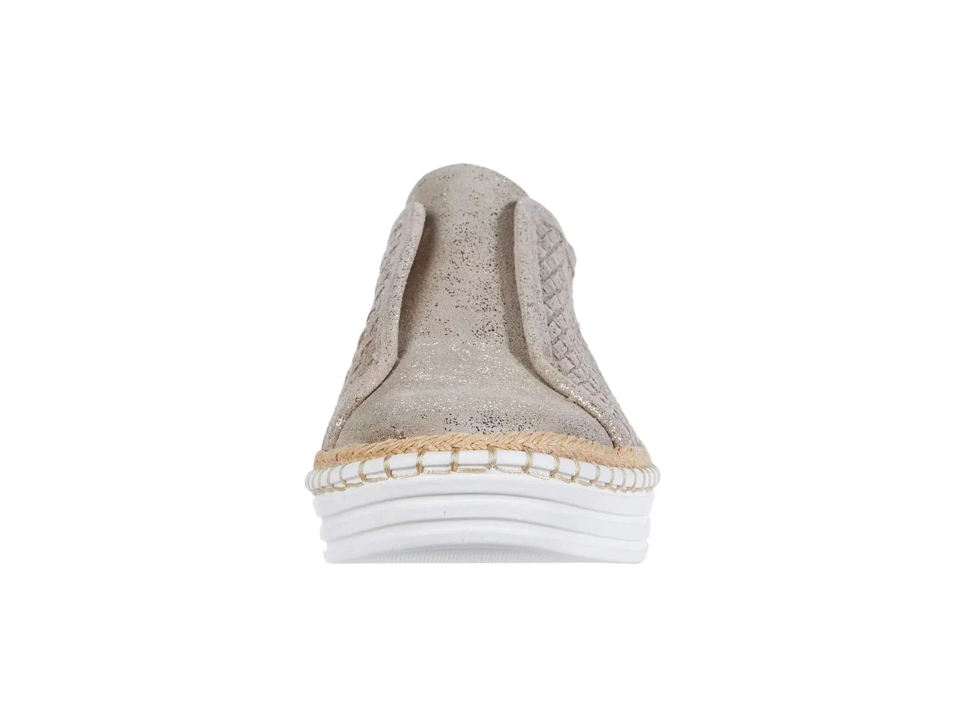Womens Gold Padded Logo Hardware Woven Goring Kayla Round Toe Platform Slip On Leather Sneakers Shoes 10