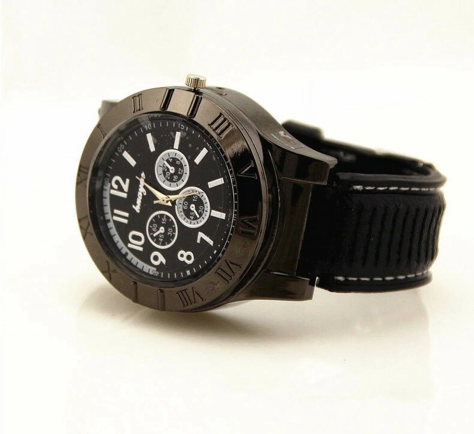 Men's Lighter Watch Flameless Outdoor Windproof  Watch  Rechargeable Rubber Strap Gift