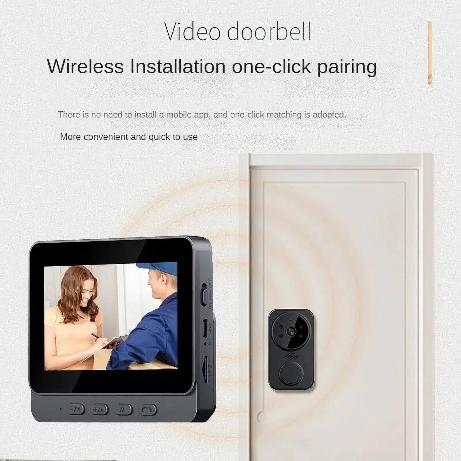 video doorbell 4.3-inch home smart life 2.4G wireless video two-way intercom doorbell monitoring
